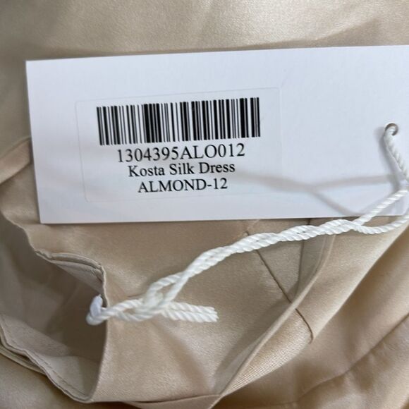 Reformation Kosta Silk Mini Dress Almond Size 12 NWT - Picture 3 of 6
